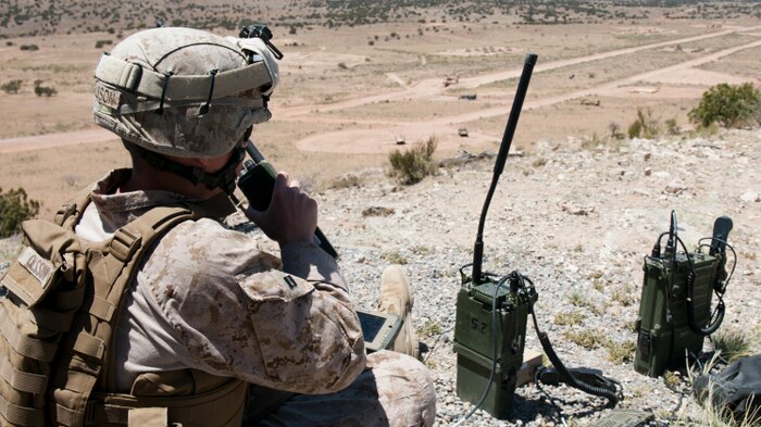 This fiscal year Marines will receive smart phones that make calling for fire support easier, quicker and more accurate.  The Target Handoff System Version 2, or THS V.2, is a portable system designed for use by dismounted Marines to locate targets, pinpoint global positioning coordinates and call for close air, artillery and naval fire support using secure digital communications. (U.S. Air Force Photo by Staff Sgt. Joe Laws)