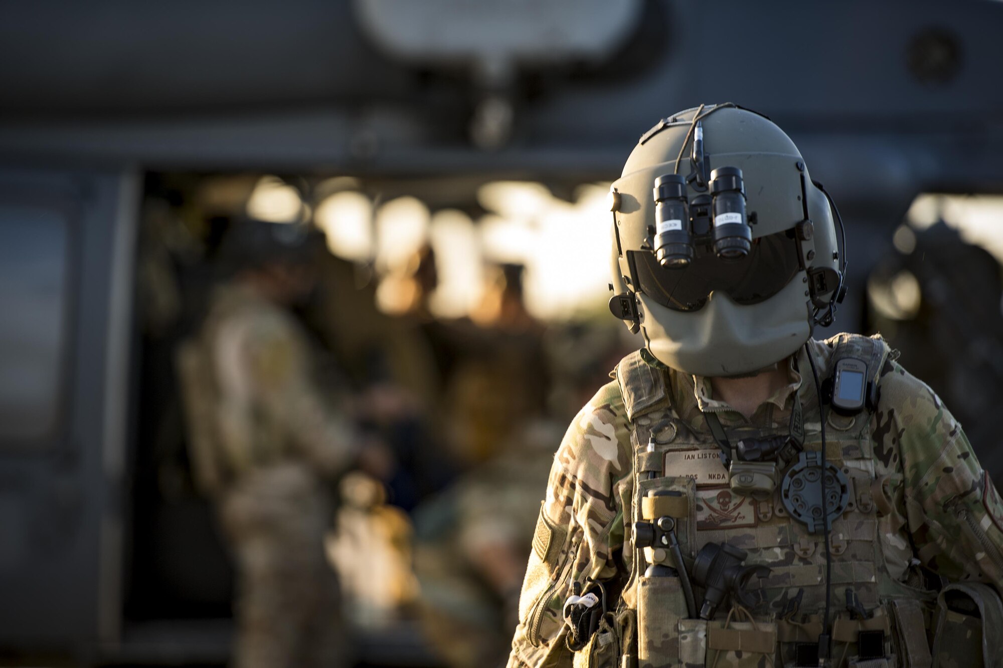 Capt James Liston, 41st Rescue Squadron pilot, departs an HH-60G Pave Hawk following a mission during a ‘spin-up’ exerise, Dec. 12, 2016, at Patrick Air Force Base, Fla. During the spin-up, the 41st RQS, alongside mission partners from the 38th and 71st Rescue Squadrons, conducted high-tempo rescue operations designed to mimic the missions they will fly downrange. They based their operations out of Patrick AFB and flew missions to Avon Park Air Force Range, Fla.(U.S. Air Force photo by Staff Sgt. Ryan Callaghan)