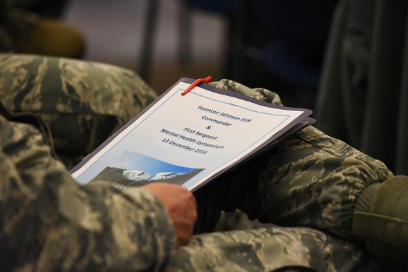 Members of Team Seymour attend a mental health symposium, Dec. 13, 2016, at Seymour Johnson Air Force Base, North Carolina. The symposium provides an opportunity for the leadership to stay informed on current mental health programs and helping agencies.