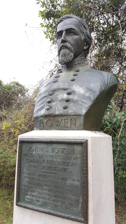 Brig. Gen. John S. Bowen commanded Confederate forces at Grand Gulf. Fiery and aggressive, he proved to be Pemberton’s finest division commander. Bowen contracted dysentery during the siege of Vicksburg, and died a few days after the city surrendered. 