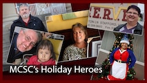 For five Marine Corps Systems Command employees, giving to and helping others are year-round resolutions.  Meet MCSC’s Holiday Heroes: (from top left) Doug Simpson, Marleen Alegria, Leanne Cannon, Richard Hodge and Lavonne Robinson. (U.S. Marine Corps graphic by Jennifer Sevier)