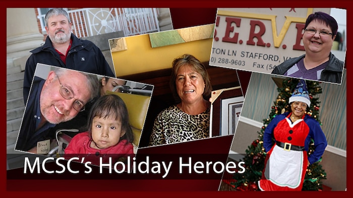 For five Marine Corps Systems Command employees, giving to and helping others are year-round resolutions.  Meet MCSC’s Holiday Heroes: (from top left) Doug Simpson, Marleen Alegria, Leanne Cannon, Richard Hodge and Lavonne Robinson. (U.S. Marine Corps graphic by Jennifer Sevier)