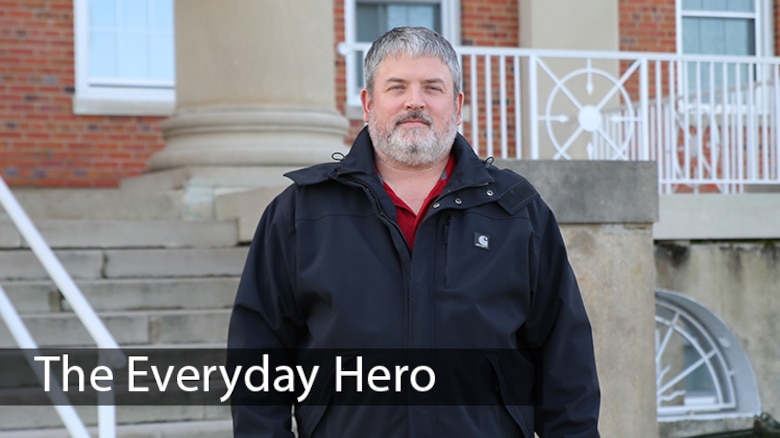 Doug Simpson, an engineer technician at MCSC, is recognized by others as a person who “pays it forward.” He recently went above and beyond to help a homeless stranger while driving in to work aboard Marine Corps Base Quantico, Virginia. (U.S. Marine Corps photo by Ashley Calingo)