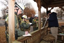 NAVAL SUPPORT FACILITY DAHLGREN, Va. – Marines and Sailors with Chemical Biological Incident Response Force, CBIRF, conducted an Initial Reaction Force B certification exercise, CERTEX, aboard Naval Support Facility Dahlgren, Va., Dec. 13, 2016. This CERTEX evaluated all sections composing the IRF including identification and detection, technical rescue, decontamination, search and rescue/casualty extraction, medical, explosive ordnance disposal, as well as command and control.  (Official U.S. Marine Corps photo by Lance Cpl. Maverick  Mejia/RELEASED)
