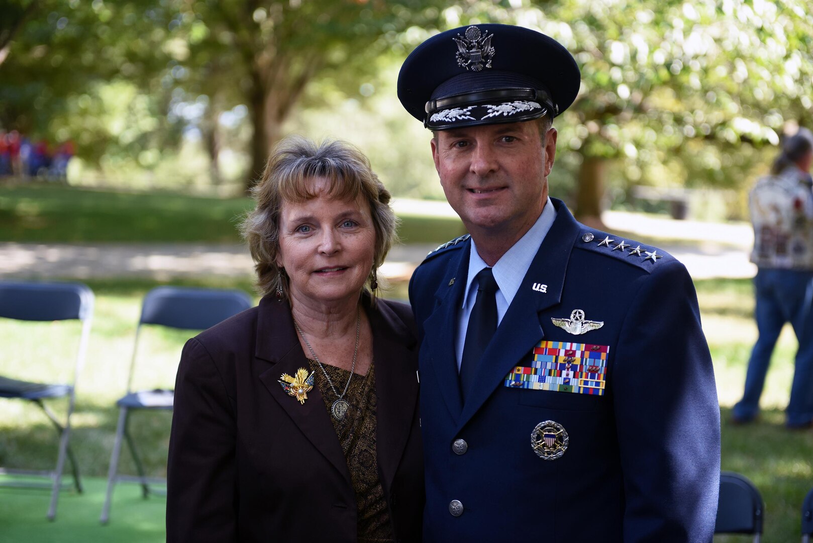 Air Force Gen. Joseph Lengyel, chief of the National Guard Bureau, and Mrs. Sally Lengyel at commemorative ceremonies on Gold Star Mother's and Family's Day, Arlington National Cemetery, Arlington, Virginia, Sept. 25, 2016.  Lengyel, the chief of the National Guard Bureau, has released a holiday message to National Guard members and their families.