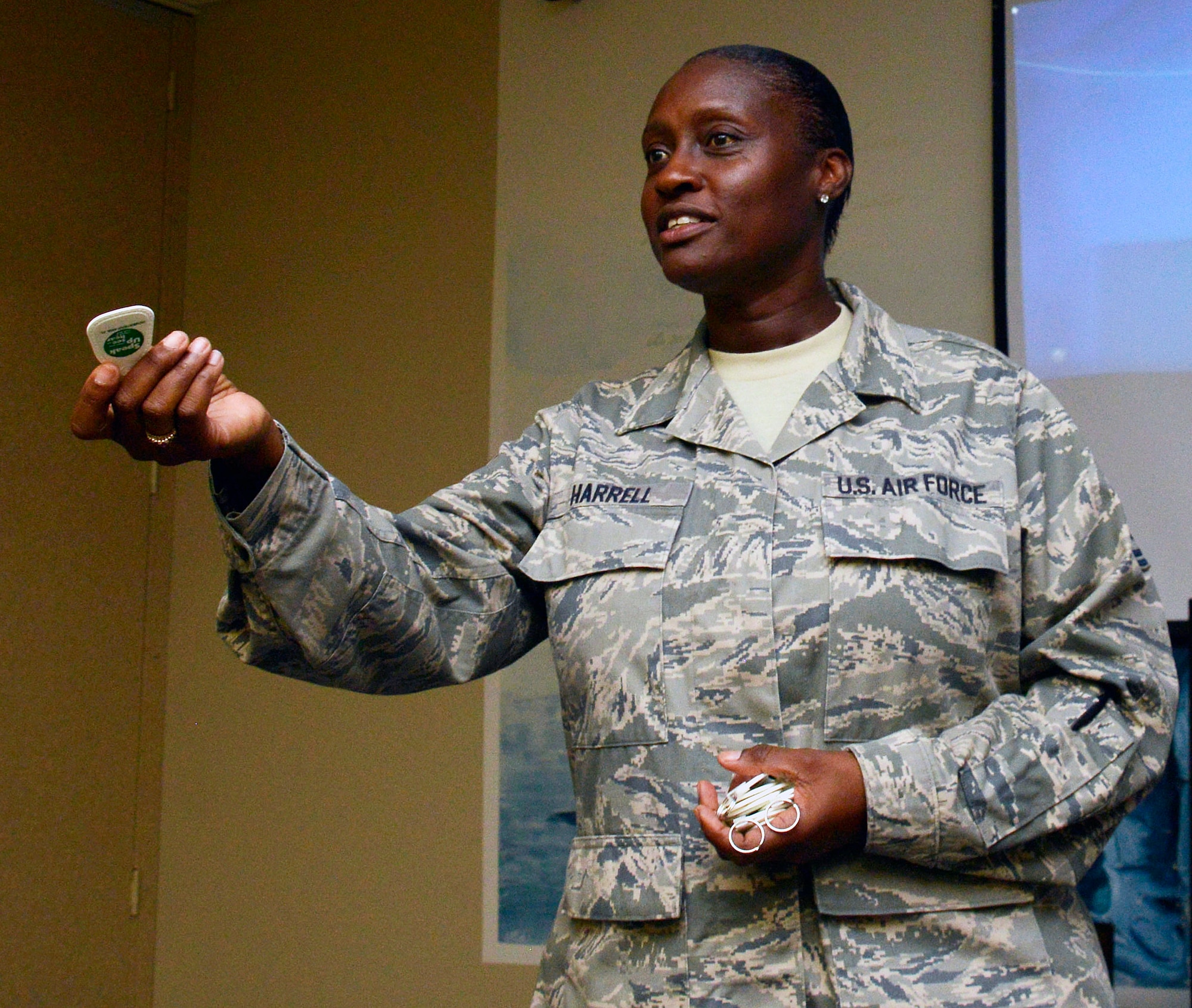 Senior Master Sgt. Leola Harrell, 482nd Medical Squadron Green Dot trainer. (Air Force photo/Senior Aja Heiden)