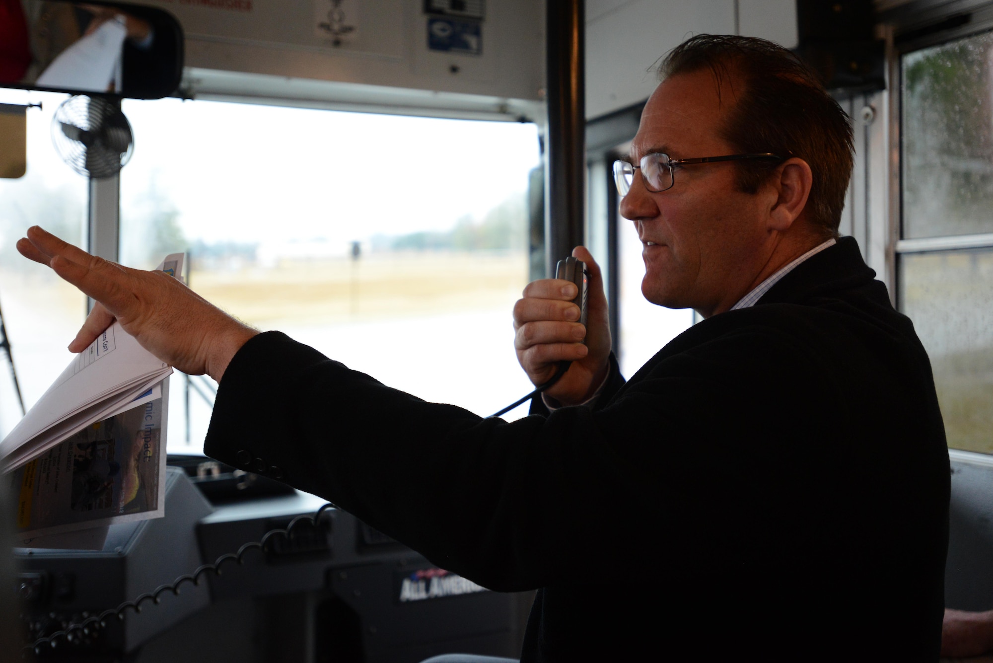 James Olsen, 20th Civil Engineer Squadron community planner, directs a site survey at Shaw Air Force Base, S.C., Dec. 13, 2016. The site survey was conducted to evaluate Shaw’s capability to host an MQ-9 Reaper wing. (U.S. Air Force photo by Airman 1st Class Kelsey Tucker)