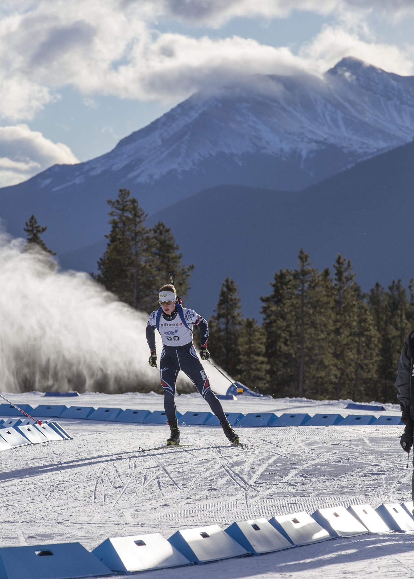 Alaska Army Guardsman Pfc. Travis Cooper, a construction equipment mechanic with the 207th Engineer Utility Detachment, competes in the North American #1 and Calforex #1 Biathlon Cups at the Canmore Nordic Centre Provincial Park in Canmore, Alberta, Dec. 3, 2016. Cooper, 20, of Kenai, took first place in both the junior men’s 10 km sprint and 12.5 km mass start during the two-day competition. Cooper trains year-round and competes on the National Guard Biathlon development team. (U.S. Army National Guard photo by Staff Sgt. Balinda O’Neal Dresel)