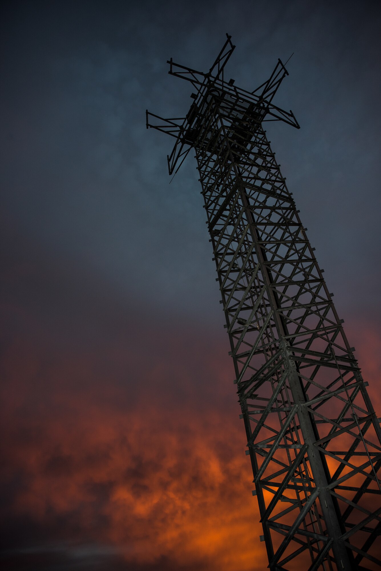 The new 138,600-dollar communications tower, installed Sept. 23, 2016, at WRANGB, Oklahoma, will support the training of air crew in coordination with the MC-12 Tactical Operations Center as part of the new intelligence, surveillance and reconnaissance mission. The base's previous infrastructure did not allow MC-12 aircrews to directly communicate with the ground during training. (U.S. Air National Guard photo by Brigette Waltermire)