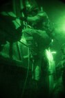 GULF OF ADEN (Dec. 12, 2016) U.S. Marines with the Maritime Raid Force, 11th Marine Expeditionary Unit (MEU), climb a ladder on to an unknown vessel to clear and conduct a visit, board, search and seizure (VBSS) mission as a part of Exercise Alligator Dagger, Dec. 12.  Maritime security operations complement counterterrorism and security efforts of regional nations and seek to disrupt violent extremists’ use of the maritime environment as a venue to launch attacks or to transport personnel, weapons or other material. Exercise Alligator Dagger enhances the Navy-Marine Corps team’s ability to be a flexible, adaptable and persistent force, which leads to a more stable region in the 5th Fleet area of operations. (U.S. Marine Corps photo by Gunnery Sgt. Robert B. Brown Jr.)