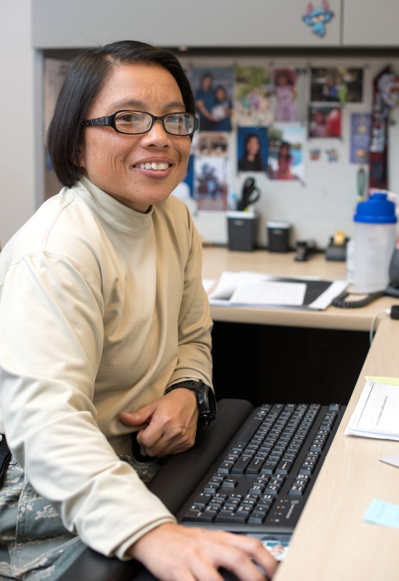 Senior Master Sgt. Louann Cornel, 749th Aircraft Maintenance Squadron. "The journey to self improvement has been a long process, so I remind myself to make daily commitments to my goals, and take one step at a time." (U.S. Air Force photo by Ken Wright)