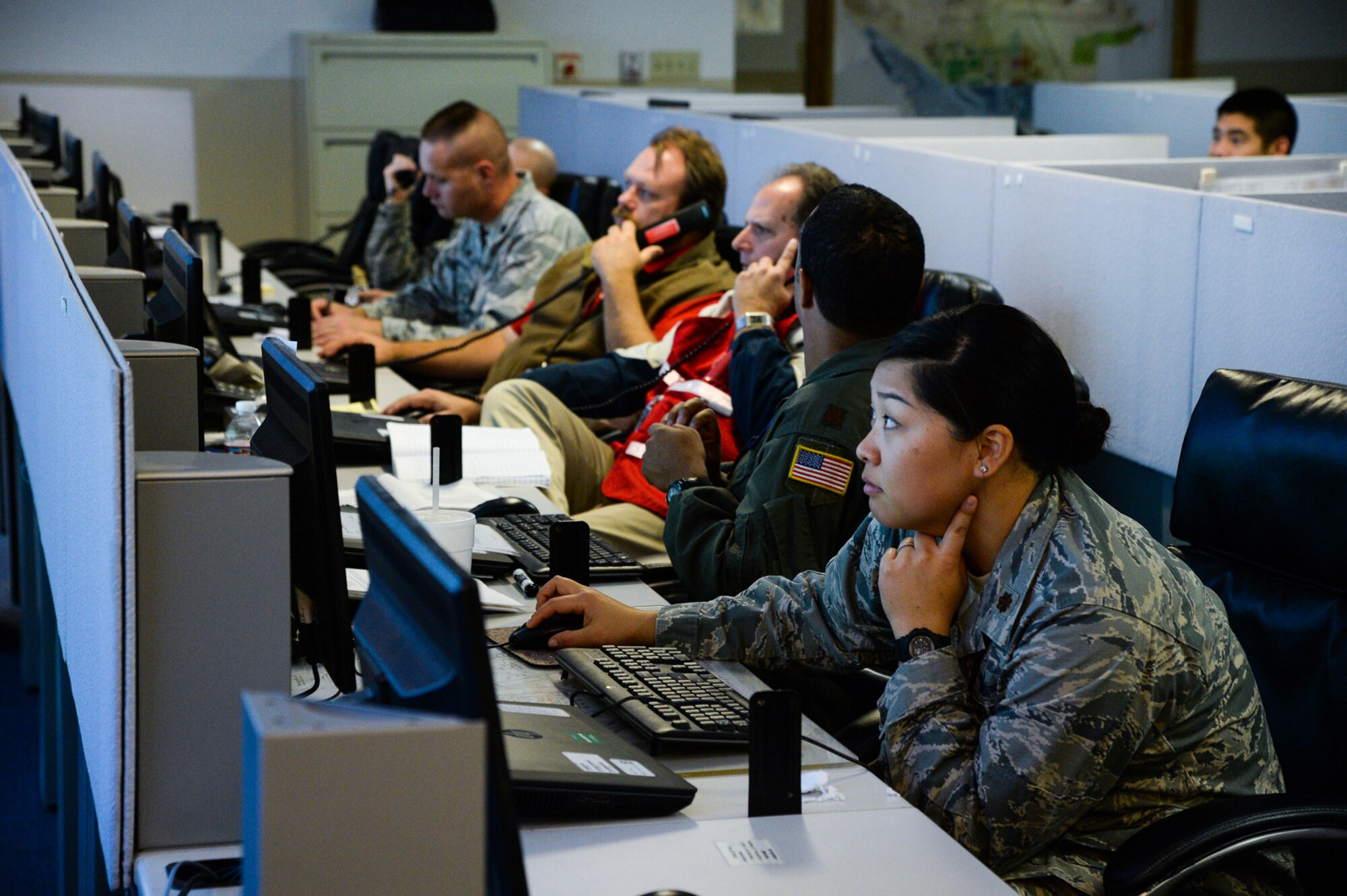 Maj. Carol Chang works in the command post at Hill Air Force Base, Utah, Nov. 18, 2016. (U.S. Air Force photo by R. Nial Bradshaw)