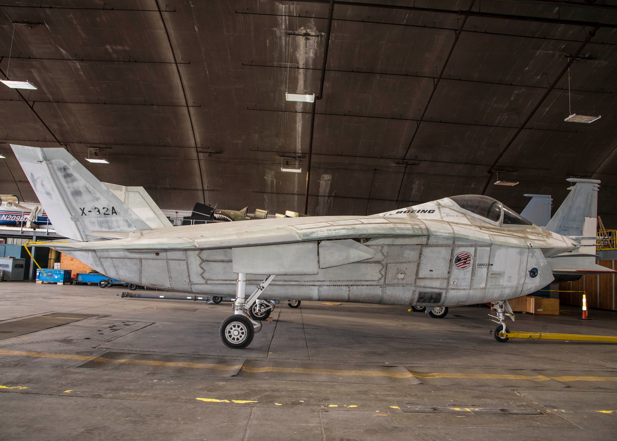 DAYTON, Ohio -- The Boeing X-32A on display in a restoration building at the National Museum of the U.S. Air Force on Nov. 20, 2016. (U.S. Air Force photo by Ken LaRock)