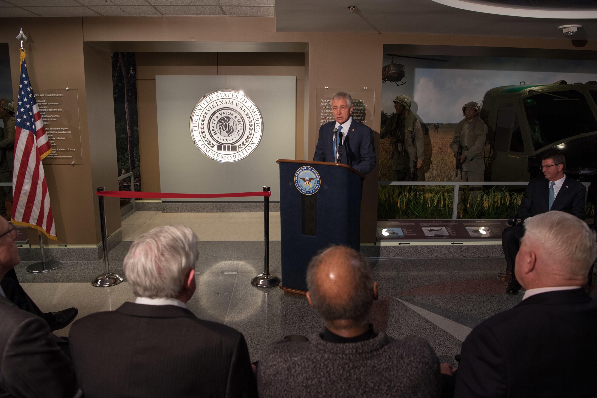 Former Secretary of Defense Chuck Hagel speaks during a Vietnam War hallway dedication at the Pentagon in Washington, D.C., Dec. 20, 2016. (DOD photo by U.S. Air Force Staff Sgt. Jette Carr)