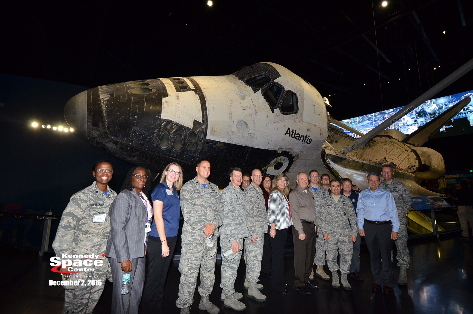 Members of the 45th Space Wing met with members of NASA’s Kennedy Space Center during an introduction and networking event Dec. 2, 2016, at the Astronaut Memorial in the Kennedy Space Center Visitor’s Complex, Fla. During the visit, members of the 45th Space Wing met with Robert Cabana, director of NASA’s KSC, where they discussed 45th Space Wing updates, met for breakout sessions and toured the Atlantis exhibit.  (Courtesy photo of Kennedy Space Center)