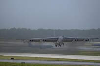 A U.S. Air Force B-52 Stratofortress takes off from Andersen Air Force Base, Guam, after a short deployment Dec. 17, 2016. This short-term deployment helped to ensure the bomber crews maintain a high state of readiness and crew proficiency, and provided opportunities to integrate capabilities with regional partners in the Indo-Asia-Pacific region.