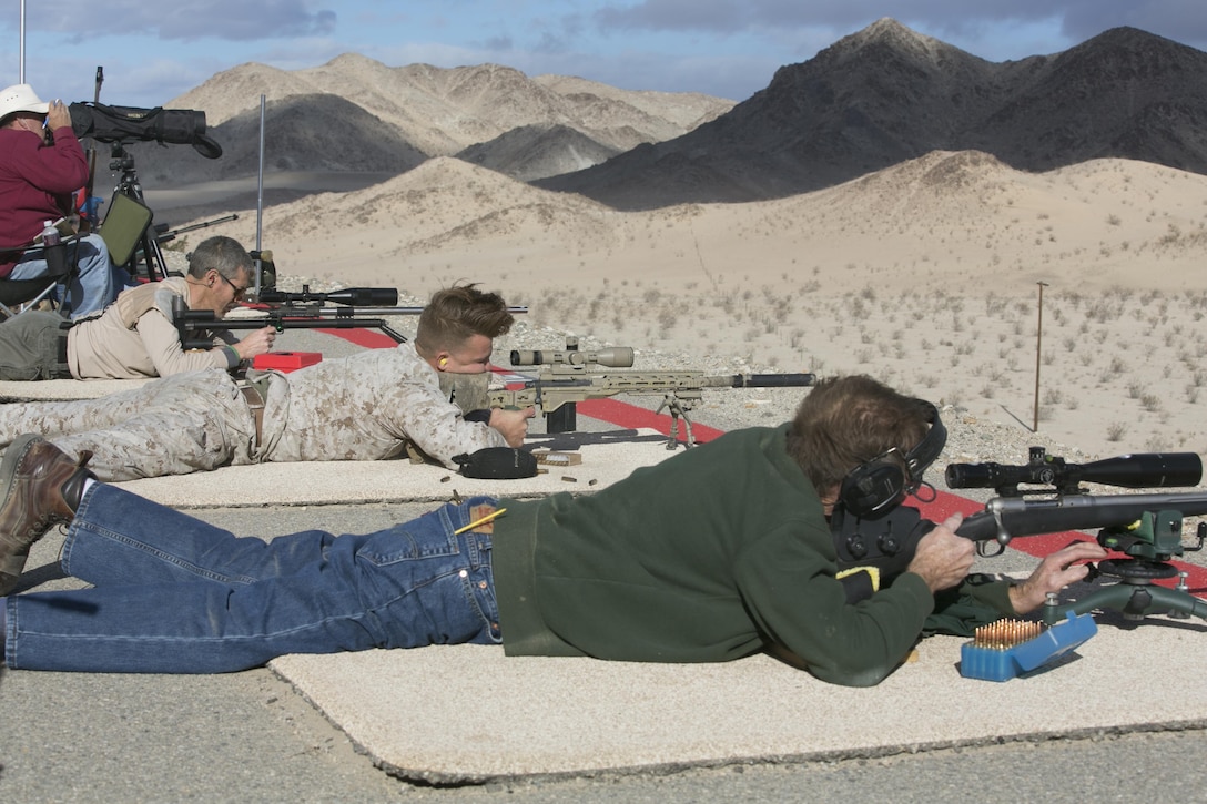 High Desert Regional Shooting Match competitors sight-in at Marine Corps Air Ground Combat Center Twentynine Palms, Calif., Dec. 16, 2016. (Official Marine Corps photo by Cpl. Thomas Mudd/Released)