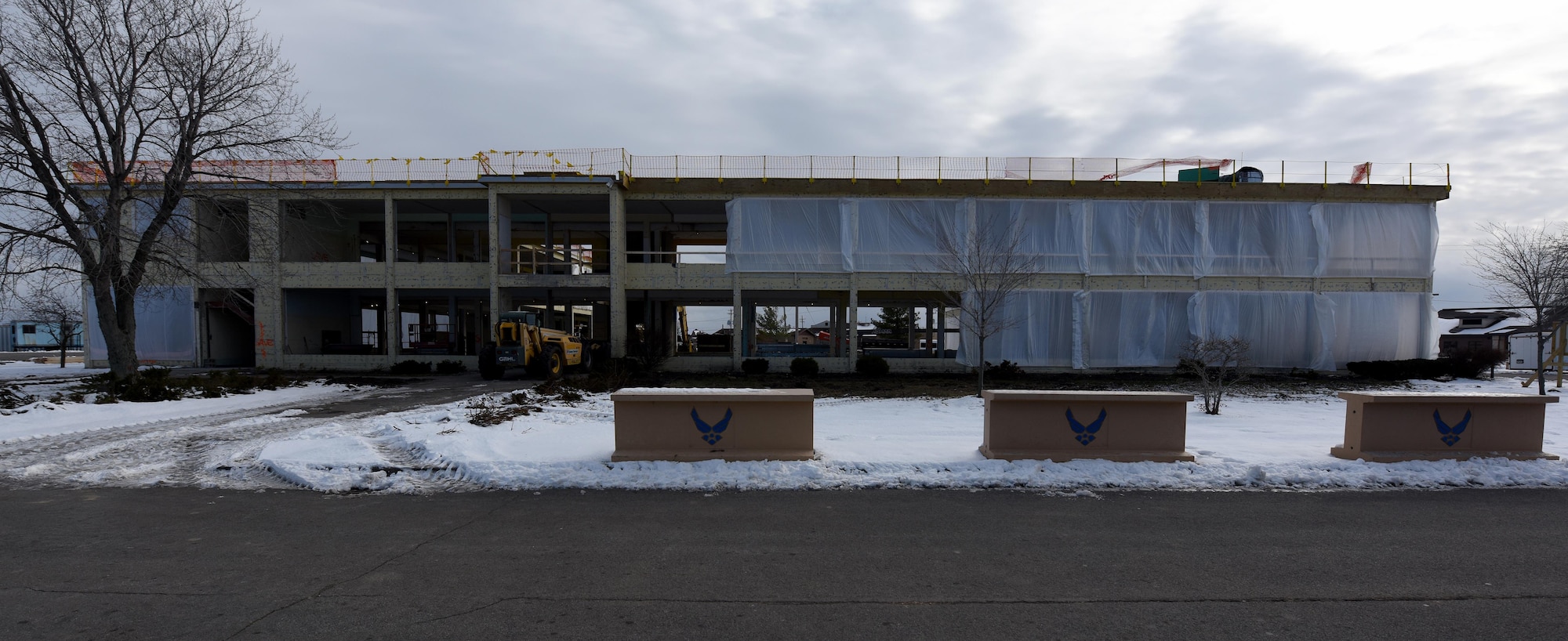 Construction work continues on the 914th Airlift Wing headquarters building at the Niagara Falls Air Reserve Station, N.Y. on December 14, 2016. The 10.9 million dollar U.S. Army Corps of Engineers project is scheduled to be completed this time next year. Everything except the main structure is being removed from the 1950s era building to make way for a new, more efficient open concept facility that is designed for maximum space utilization and energy efficiency. A minor interior renovation was last done in 1995. (U.S. Air Force Photo by Peter Borys)
