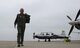 Jerry Yellin, author and retired U.S. Army Air Corps Captain, walks on the flight line after an orientation flight on Laughlin Air Force Base, Texas, Dec. 15, 2016. Yellin, participated in the first land-based fighter mission over Japan on April 7, 1945, and flew the final combat mission of World War II on the day the war ended. (U.S. Air Force photo/Senior Airman Ariel D. Partlow)