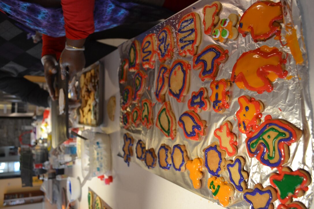 The team from DLA Logistics Operations prepared a variety of holiday-themed sugar cookies, as well as chocolate-chip cookies, to show appreciation to Fort Belvoir installation personnel working during the holidays.