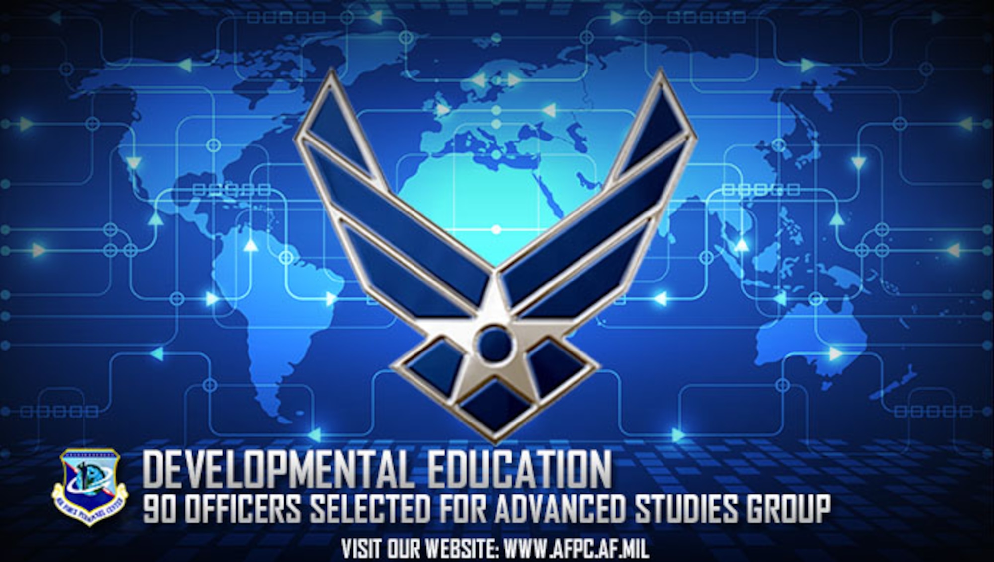 The Air Force selected 90 primary and alternate officers for advanced studies at the nation’s advanced war fighting schools. The advanced studies program provides graduate-level professional military education for strategists. (U.S. Air Force graphic by Kat Bailey)