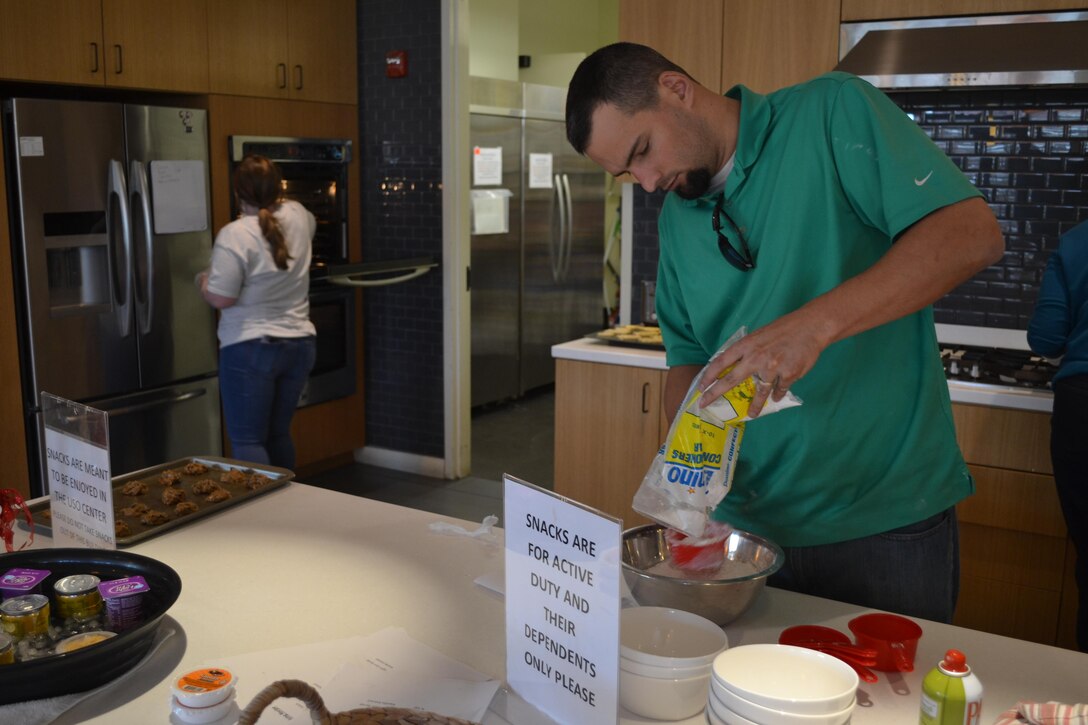 Mike Johnson mixes cookie dough 
