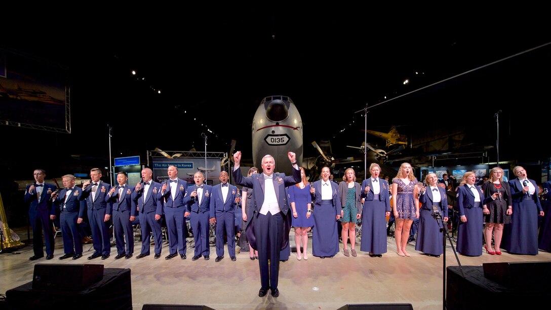 The Concert Band and Singing Sergeants perform at the National Museum of the USAF in Dayton, OH on their fall 2016 tour.