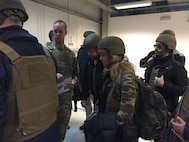 Country singer Kellie Pickler moves out after arriving in Baghdad to begin her 11th USO tour to entertain deployed U.S. service members, Dec. 24, 2016. Led by Chairman of the Joint Chiefs of Staff Marine Corps Gen. Joe Dunford and his senior enlisted advisor, Army Command Sgt. Maj. John Troxell, the troupe also includes Pickler’s husband, country music songwriter Kyle Jacobs -- also making his 11th USO trip – as well as chef Robert Irvine and comedian Jeff Ross. DoD photo by Jim Garamone 