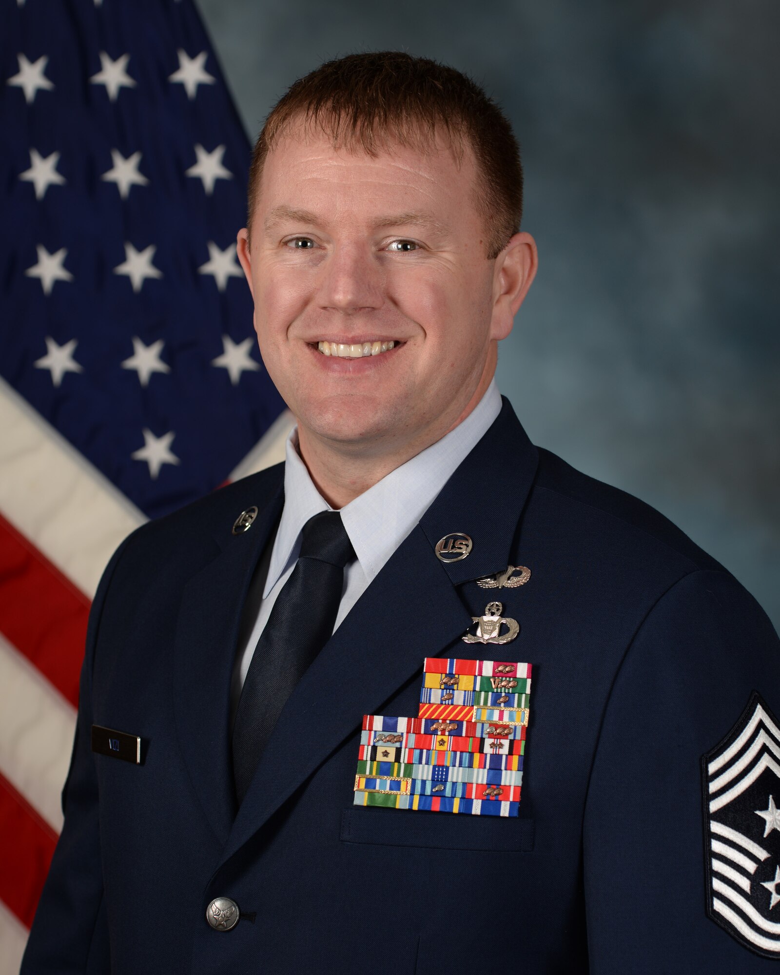 Chief Master Sgt. Adam J. Vizi is the command chief master sergeant of the 28th Bomb Wing. (U.S. Air Force photo by Senior Airman Anania Tekurio)