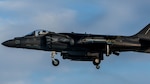 A U.S. Marine Corps AV-8B Harrier with Marine Attack Squadron (VMA) 542 prepares to land on the runway during the Aviation Relocation Training Program at Chitose Air Base, Japan, Dec. 14, 2016. VMA-542 is conducting training at Chitose Air Base in an effort to increase operational readiness between the U.S. Marine Corps and the Japan Air Self Defense Force, improve interoperability and reduce noise concerns of aviation training on local communities by disseminating training locations throughout Japan. 