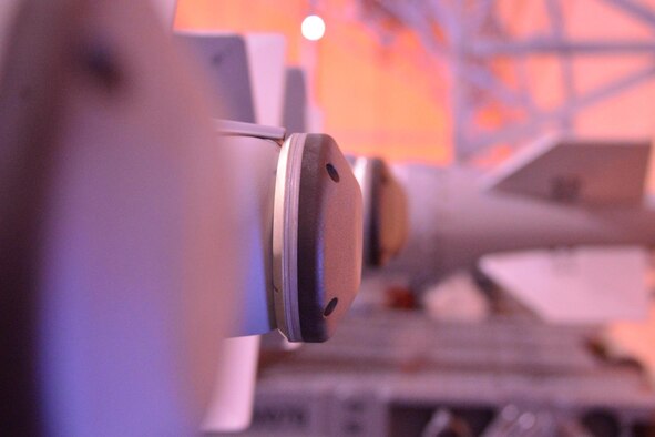 Senior Master Sgt. Keith Long showcases equipment and capabilities from the 3rd Munitions Flight November 6, 2016. Munitions Systems specialists are Airmen tasked with handling, storing, transporting, arming and disarming non-nuclear weapons systems. The Munitions Systems career field is commonly referred to as "ammo." (Photo by Maj. Barbara Jensen, Released)