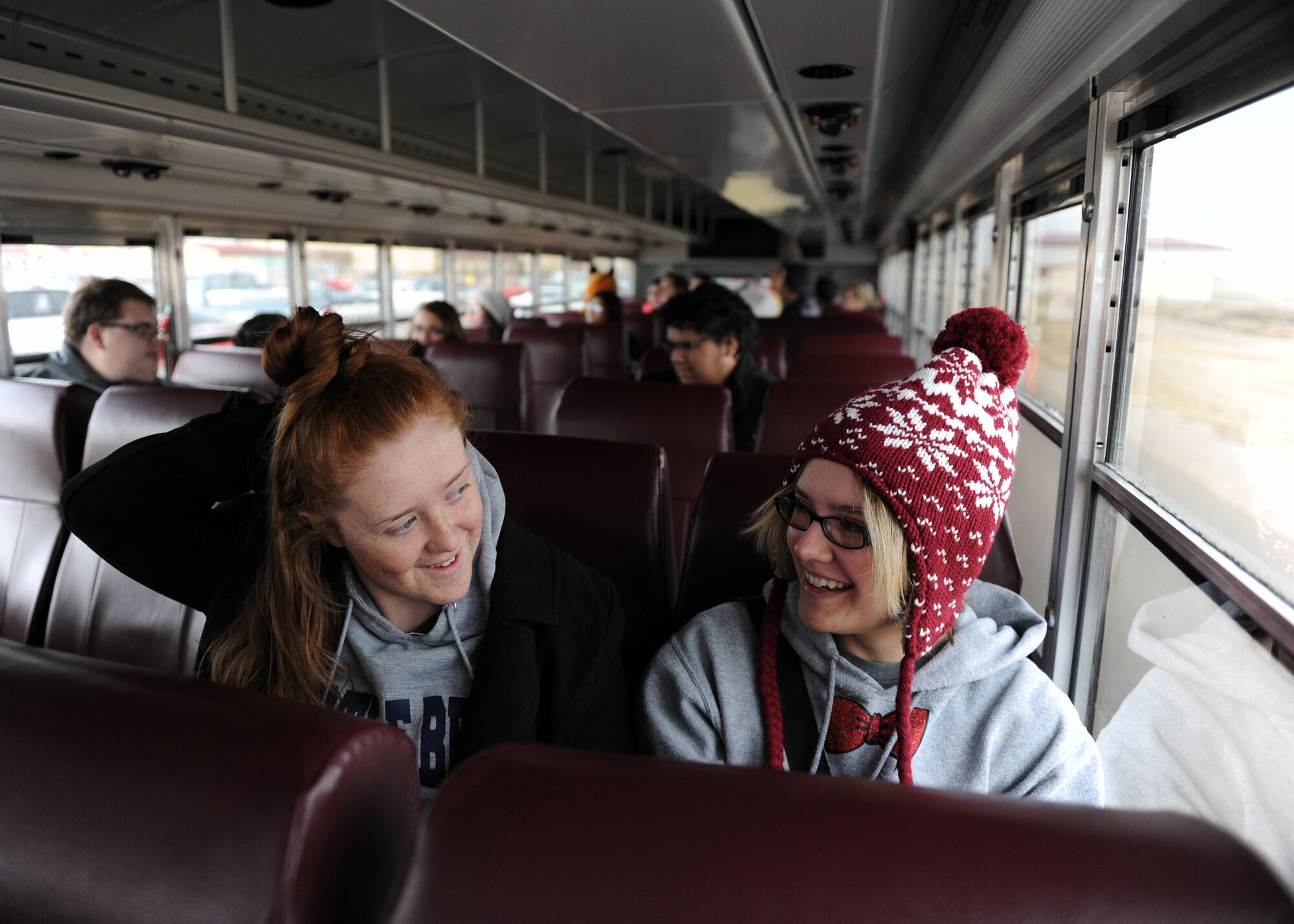 Portales High School Math Engineering and Science Achievement club members tour the 27th Special Operations Wing, Dec. 9, 2016, at Cannon Air Force Base, N.M. The tour, which consisted of an AC-130 technology brief and an in-depth look at a powered-on AC-130W, was designed to give students a practical look at real world math, engineering and science applications. (U.S. Air Force photo by Staff Sgt. Whitney Amstutz/Released)