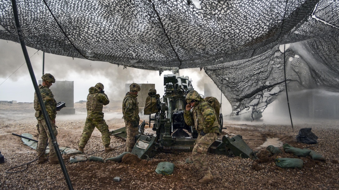 <strong>Photo of the Day: Dec. 30, 2016</strong><br/><br />U.S soldiers execute a fire mission to support Iraqi security forces during the Mosul counteroffensive in northern Iraq, Dec. 24, 2016. The soldiers are assigned to Battery C, 1st Battalion, 320th Field Artillery Regiment, Task Force Strike, which is supporting the Iraqi forces with indirect fire in their fight against the Islamic State of Iraq and the Levant. Army photo by 1st Lt. Daniel Johnson<br/><br /><a href="http://www.defense.gov/Media/Photo-Gallery?igcategory=Photo%20of%20the%20Day"> Click here to see more Photos of the Day. </a>