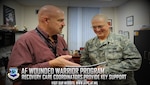Recovery Care Coordinator Jeffrey Leyrer discusses programs and benefits with Tech. Sgt. Joshua Robistow in the Medical Treatment Facility on Grand Forks Air Force Base, North Dakota. Leyrer is one of 42 RCCs who are strategically placed at bases throughout the Air Force. (U.S. Air Force courtesy photo)