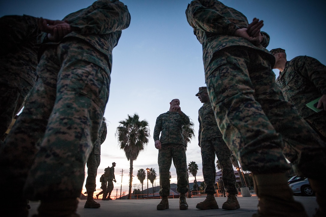 The 18th Sergeant Major of the Marine Corps, Ronald L. Green, speaks to Marines attending Sergeants Course and Advanced Course at the Staff Non-Commissioned Officer Academy aboard Marine Corps Base Camp Pendleton, CA, Jan 27, 2016. (U.S. Marine Corps photo by Sgt. Melissa Marnell, Office of the Sergeant Major of the Marine Corps/Released)