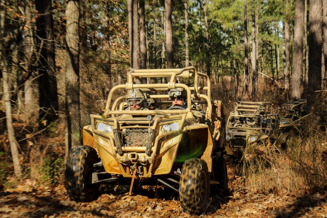 Paratroopers test the capabilities of the MRZR4 LT-All Terrain Vehicle during a familiarization course drive on Fort Bragg, N.C., Jan. 21, 2016. Army photo by Sgt. Juan F. Jimenez