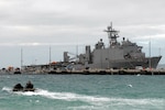 Okinawa, JAPAN (Jan. 29, 2016) An amphibious assault vehicle (AAV) assigned to the 31st Marine Expeditionary Unit (31st MEU) departs White Beach Naval Facility to embark the amphibious dock landing ship USS Ashland (LSD 48). Ashland is part of the Bonhomme Richard Amphibious Ready Group (ARG) and are on deployment to the U.S. 7th Fleet area of operations supporting security and stability in the Indo-Asia-Pacific region. 