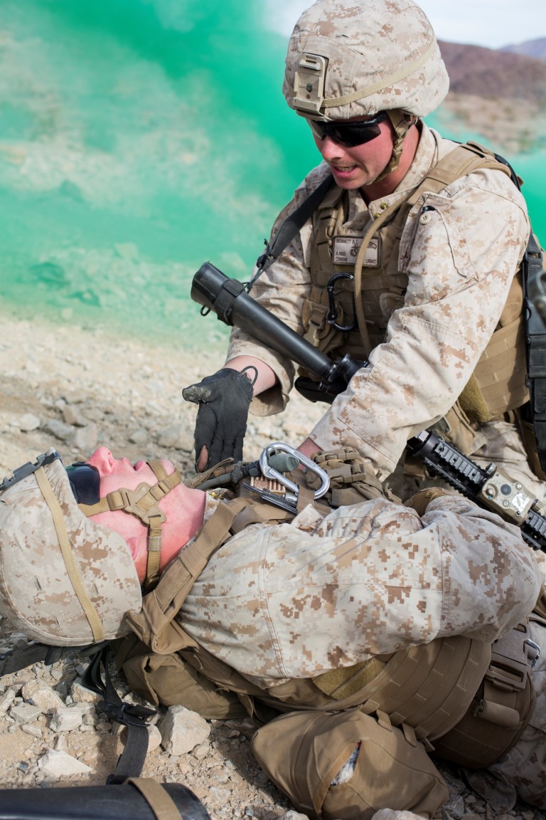 U.S. Marines with 2nd Battalion, 7th Marine Regiment, and 1st Combat Engineer Battalion conduct platoon supported live fire attacks on Range 410A during Integrated Training Exercise 2-16 at Marine Corps Air Ground Combat Center Twentynine Palms, Calif., Jan. 22, 2016. Marines with 2/7 are currently participating in Integrated Training Exercise 2-16 in preparation for deployment with Special Purpose Marine Air Ground Task Force - Crisis Response - Central Command. (U.S. Marine Corps Combat Camera photo by Cpl. Trever A. Statz/Released)