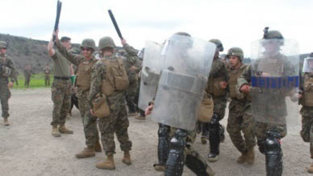 Marines perform extraction drills during a non-lethal weapons course at Marine Corps Base Camp Pendleton, California, Jan. 27, 2016. The extraction technique is one of many skills taught to combat engineers by military policemen. The Marines are with Company B, 1st Combat Engineer Battalion, 1st Marine Division, I Marine Expeditionary Force and the military policemen are with 1st Law Enforcement Bn., I MEF Headquarters Group, I MEF. 