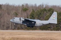 A U.S. Air Force Reserve C-130H Hercules assigned to the 913th Airlift Group, lifts off the runway at Little Rock Air Force Base on its final mission for the unit Jan. 28, 2016. The aircraft will be moved to a new location soon, as part of the group’s transition from the “H” model to the “J” model. (U.S. Air Force photo by Master Sgt. Jeff Walston/Released)