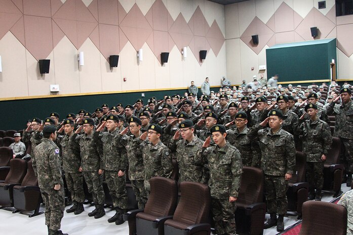 YONGSAN, South Korea (Feb. 1, 2016) - Every month, Korean Augmentation to the U.S. Army (KATUSA) Soldiers, here, celebrate their final separation from the Republic of Korea Army (ROKA), in a much anticipated ceremony. 