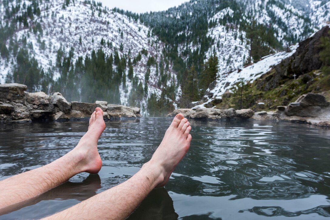 Steam rises off the water, Jan. 22, 2016, at Skinny Dipper Hot Springs, Idaho. These naturally warm pools of water occur when springs of water are heated by magma chambers close to the Earth’s surface. (U.S. Air Force photo by Airman 1st Class Connor J. Marth/RELEASED)