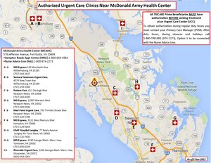 For TRICARE Prime beneficiaries assigned to MCAHC to receive care at an Urgent Care Center, an authorization number is required before proceeding to a UCC.  If you have any questions regarding seeking health care at a local UCC, please call McDonald’s staff members in the Managed Care Division at 314-7766 or 314-7748. (Courtesy Graphic)