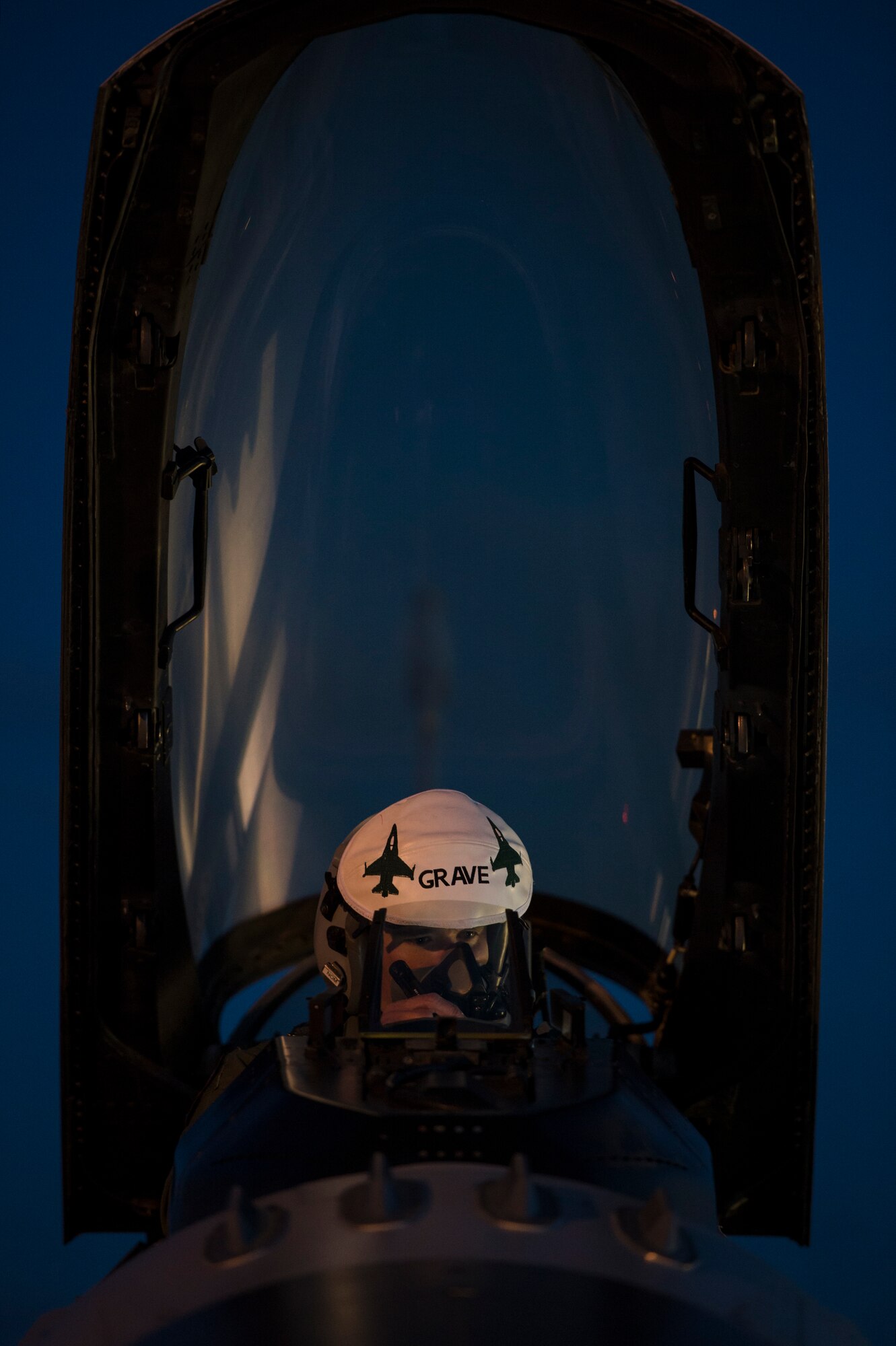 A U.S. Air Force pilot from the 480th Expeditionary Fighter Squadron prepares for departure in an F-16 Fighting Falcon fighter aircraft during a training mission at Souda Bay, Greece, Feb. 1, 2016. The training covered basic and air combat maneuvers aimed at honing the skills between the Greek and U.S. Air Forces. (U.S. Air Force photo by Staff Sgt. Christopher Ruano/Released)