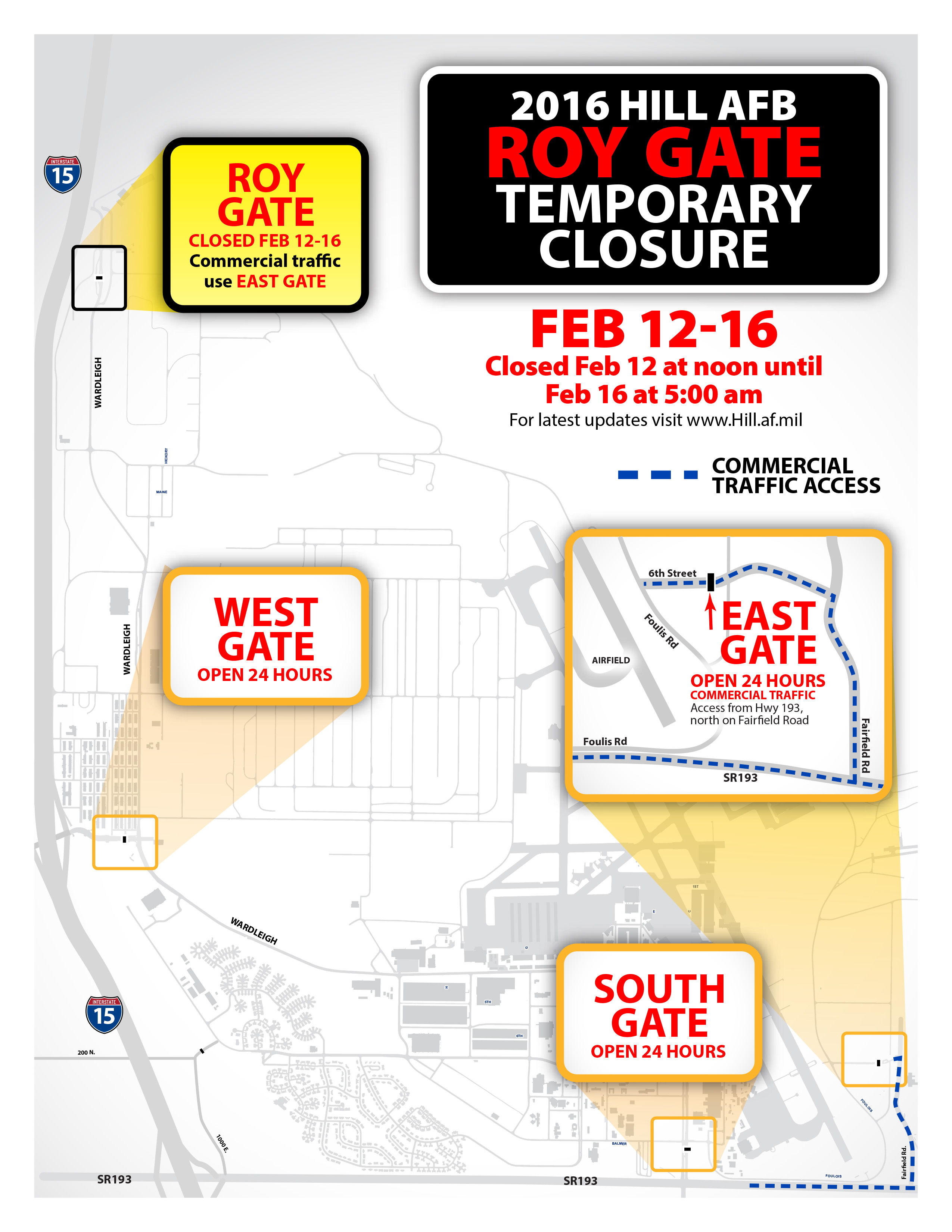 Hill AFB Gate Closure Map