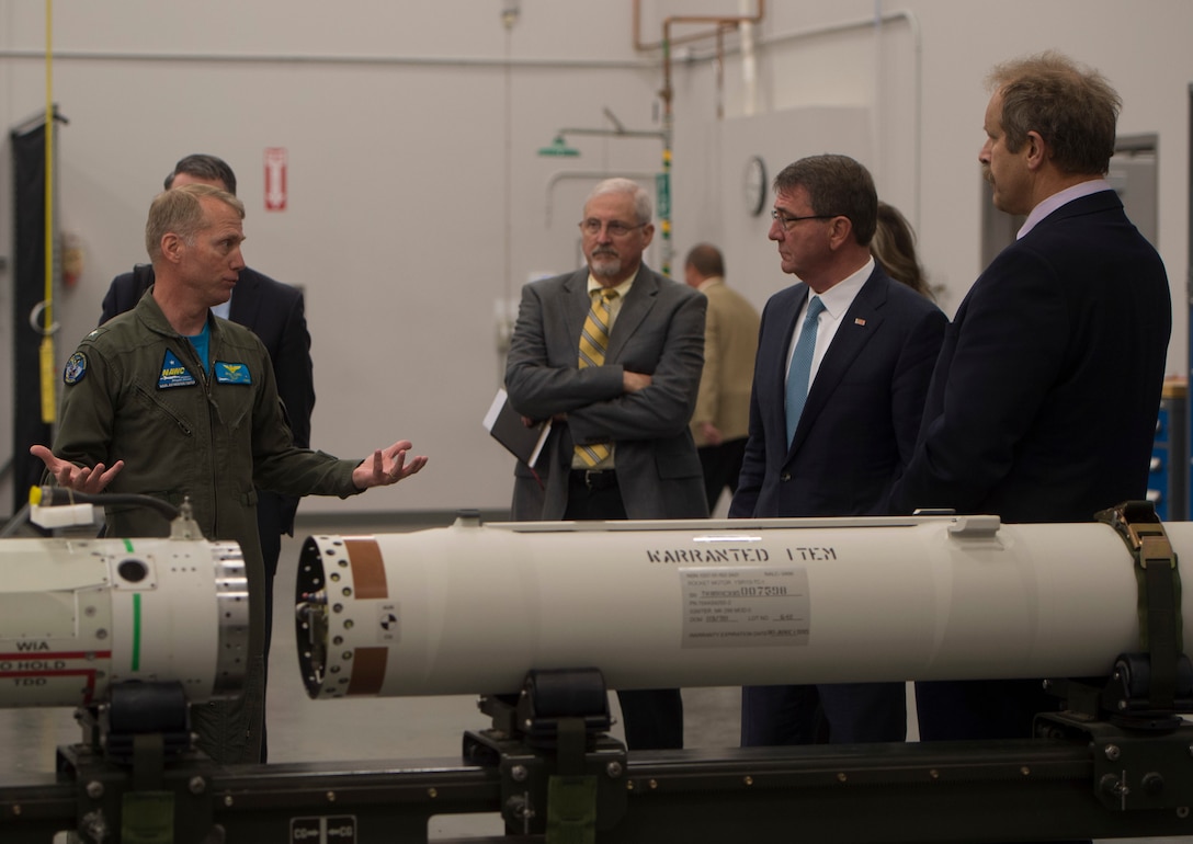 Defense Secretary Ash Carter receives a tour of the propulsion laboratory at Naval Air Weapons Station China Lake, Calif., Feb. 2., 2016. DoD photo by Navy Petty Officer 1st Class Tim D. Godbee