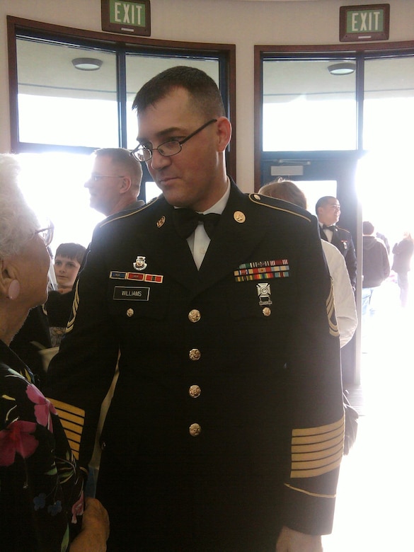 U.S. Army Reserve Sgt. 1st Class Brian Williams attends a military function dressed in his Army Service Uniform. Crediting military training and vigilance, Williams reported a man acting suspiciously taking pictures of Levi Stadium (home of Super Bowl 50) with what appeared to be a small camera and some sort of transmission device. Stadium authorities detained the man and confirmed Williams’ suspicions, stating the FBI and Homeland Security officials were holding the man for further questioning. (Photo courtesy of Sgt. 1st Class Brian Williams)