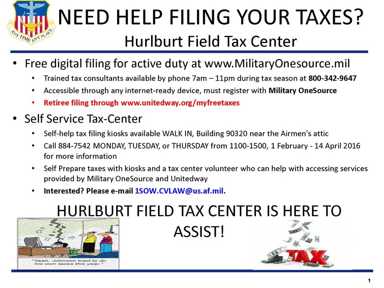 Tax Filing Information 2016 Hurlburt Field Article Display