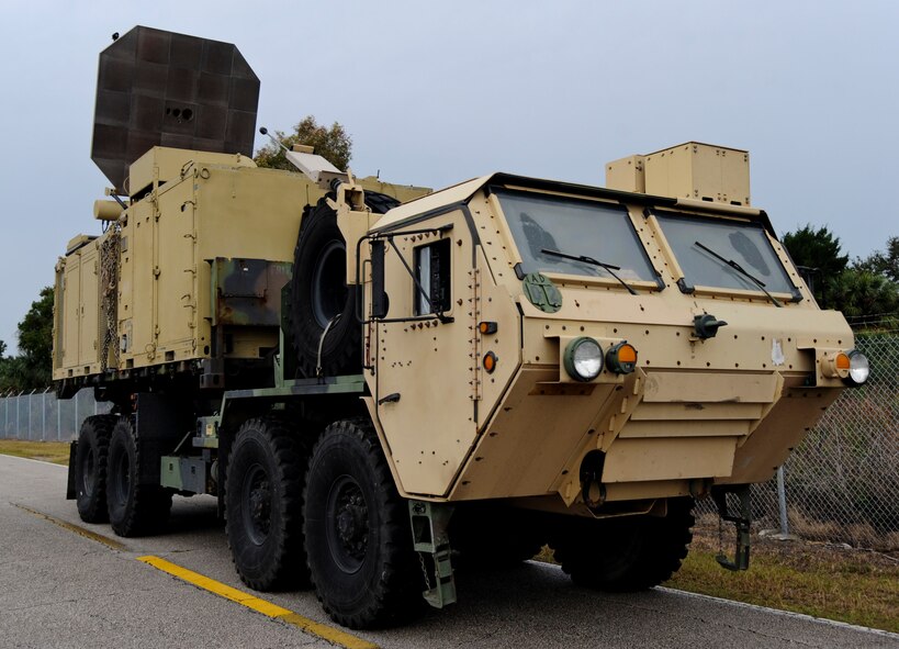 An Active Denial System (ADS) parked at MacDill Air Force Base, Fla., Jan. 27, 2016. The ADS is designed to save lives, protect the innocent, and limit collateral damage while effectively repelling adversaries. (U.S. Air Force photo by Senior Airman Danielle Quilla)