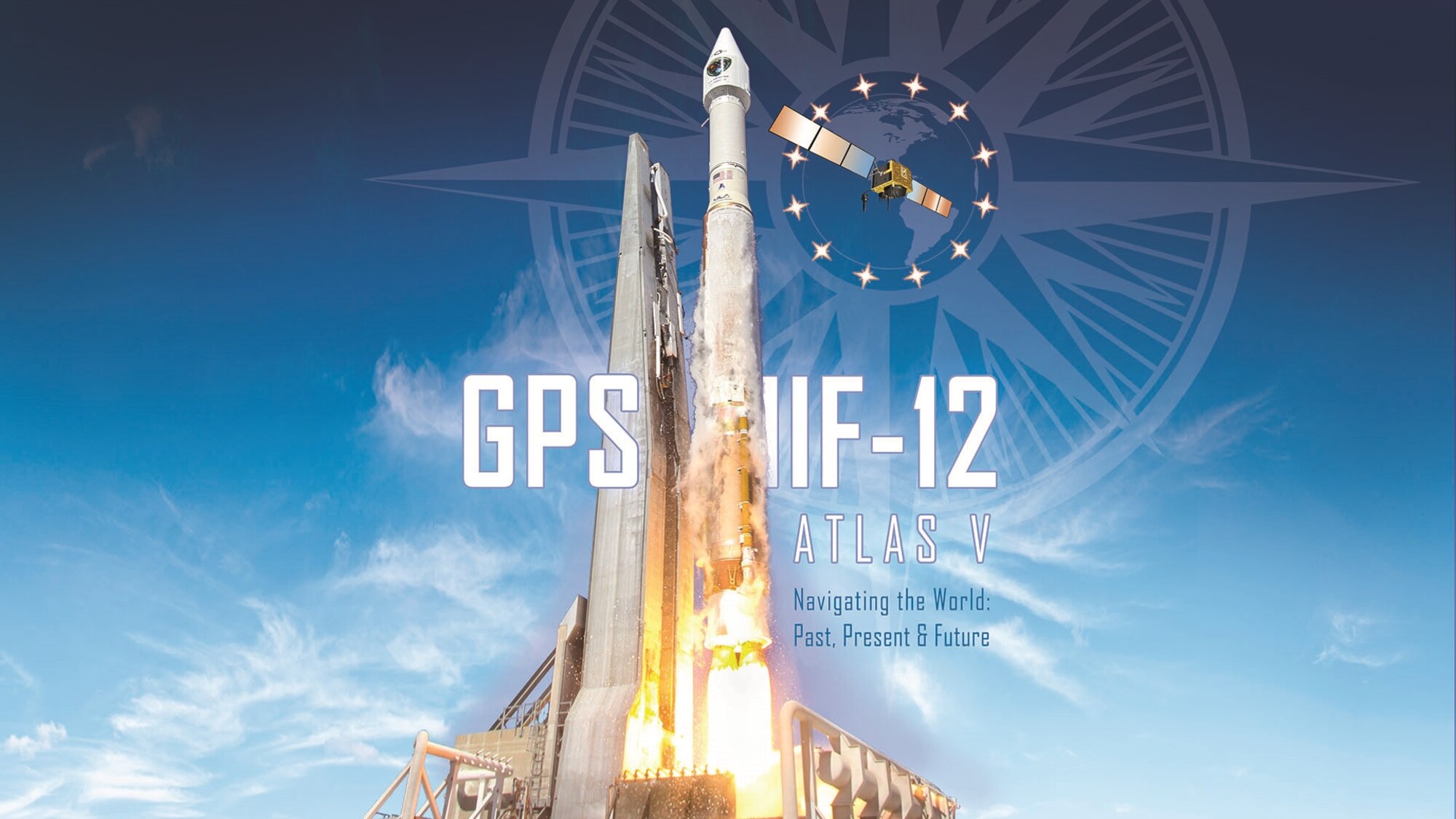 Atlas V GPS IIF-12 mission art. The GPS 2F-12 satellite is scheduled to ride into space aboard an Atlas V 401 launch vehicle from Space Launch Complex 41 at Cape Canaveral Air Force Station, Florida Feb. 5 during a 19-minute launch window between 8:38 to 8:57 a.m. EST (Courtesy graphic/United Launch Alliance)